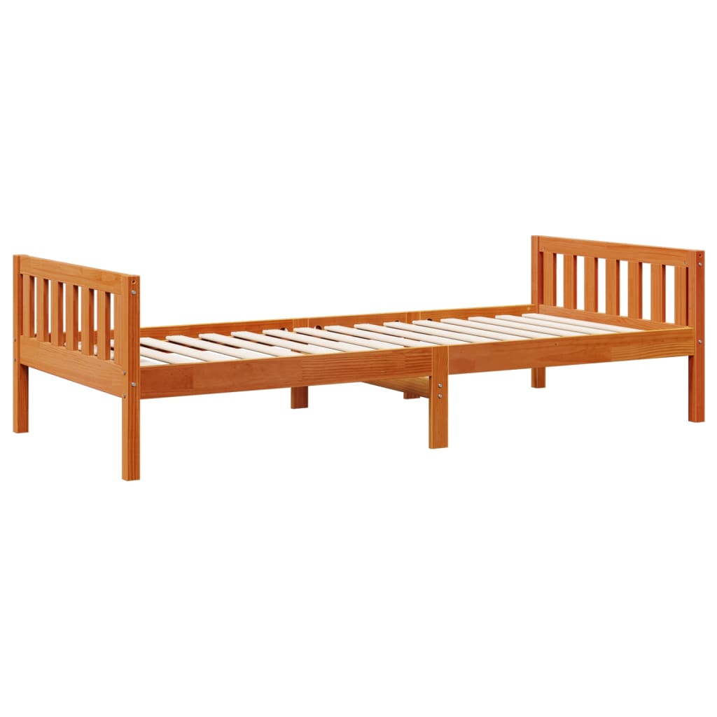 Lit pour enfants sans matelas cire marron 80x200 cm pin massif - XIOS