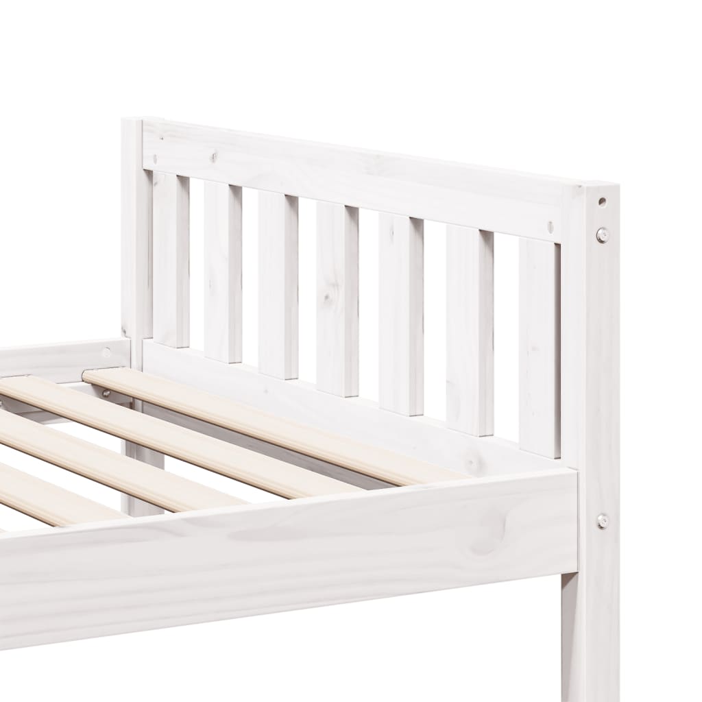 Lit pour enfants sans matelas blanc 90x190cm bois de pin massif - XIOS