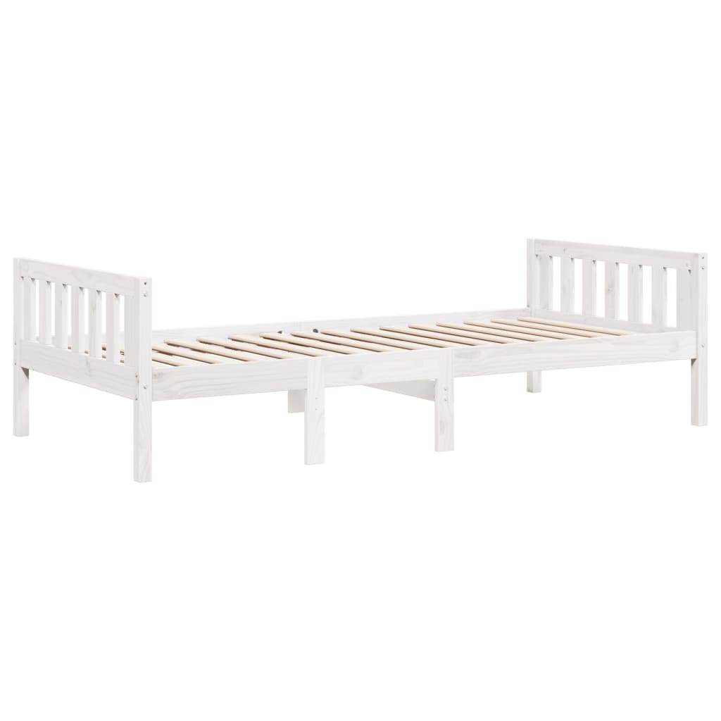 Lit pour enfants sans matelas blanc 75x190cm bois de pin massif - XIOS