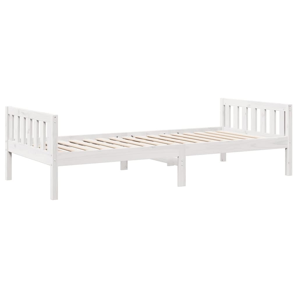 Lit pour enfants sans matelas blanc 75x190cm bois de pin massif - XIOS