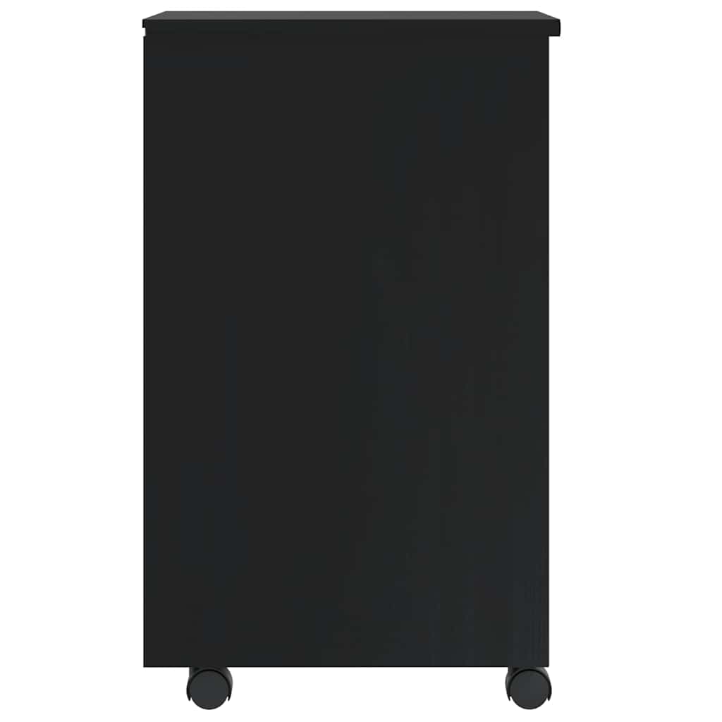 Armoire roulante avec tiroirs MOSS noir bois de pin solide