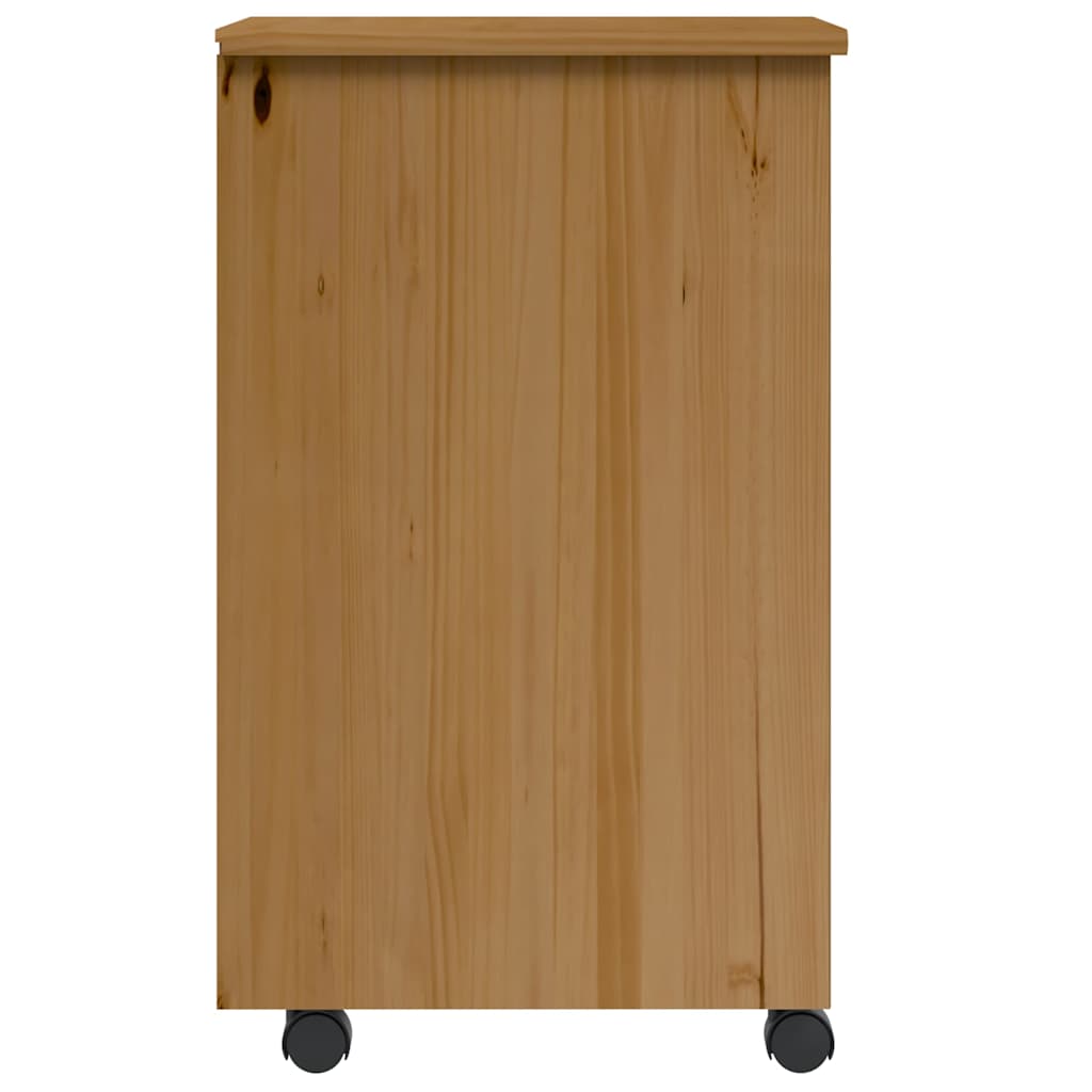 Armoire roulante avec tiroirs MOSS bois de pin marron miel