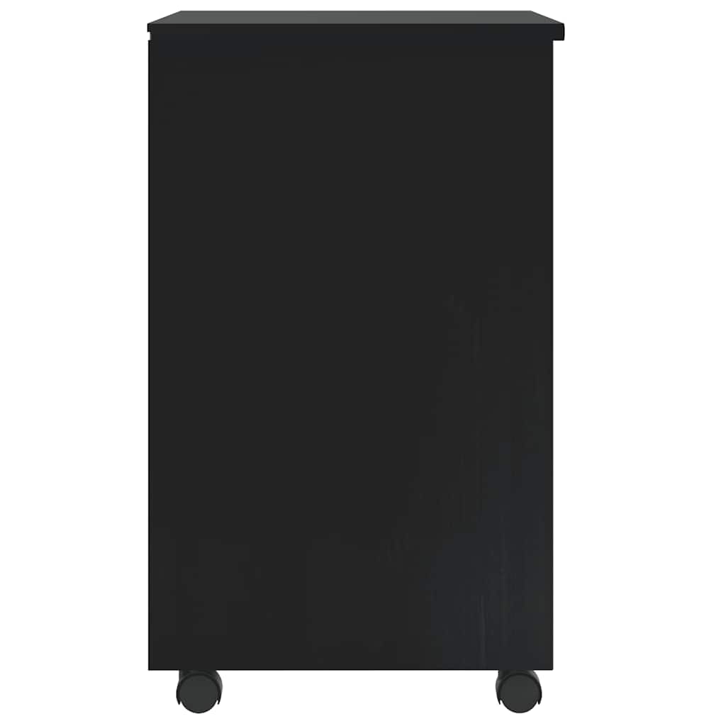 Armoire roulante avec tiroirs MOSS noir bois de pin solide