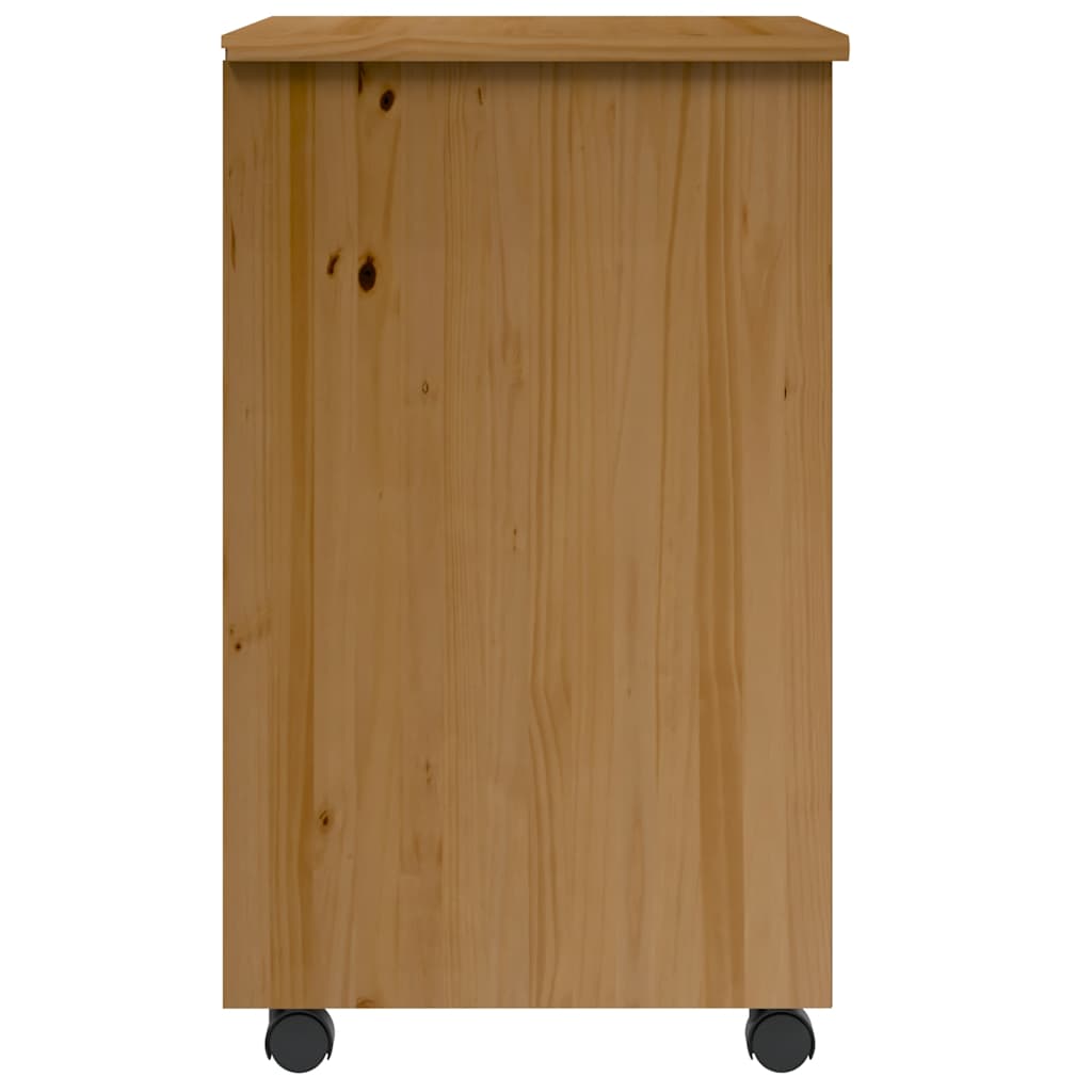 Armoire roulante avec tiroirs MOSS bois de pin marron miel