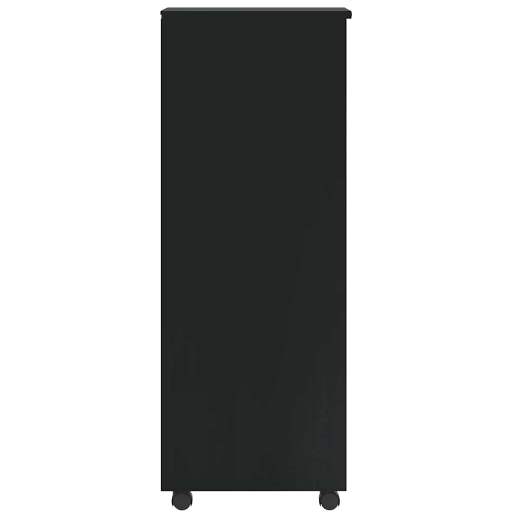 Armoire roulante avec tiroirs MOSS noir bois de pin solide
