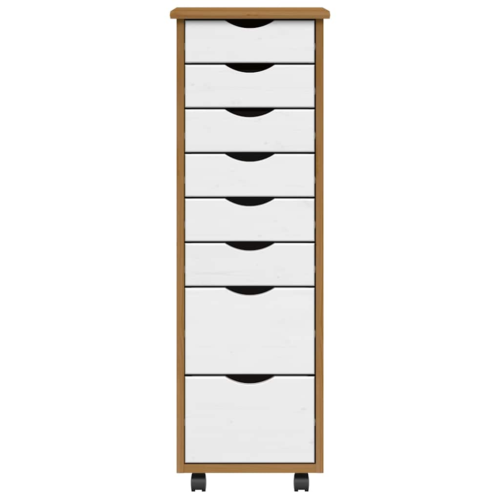 Armoire roulante avec tiroirs MOSS bois de pin marron miel - XIOS