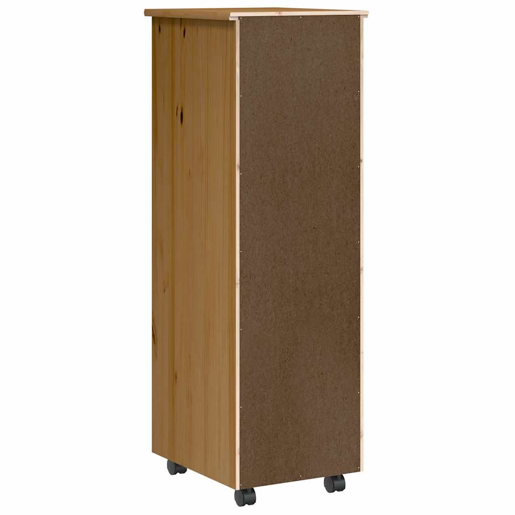 Armoire roulante avec tiroirs MOSS bois de pin marron miel - XIOS