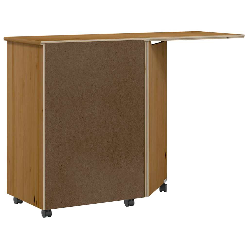 Armoire roulante avec bureau MOSS marron miel bois de pin - XIOS