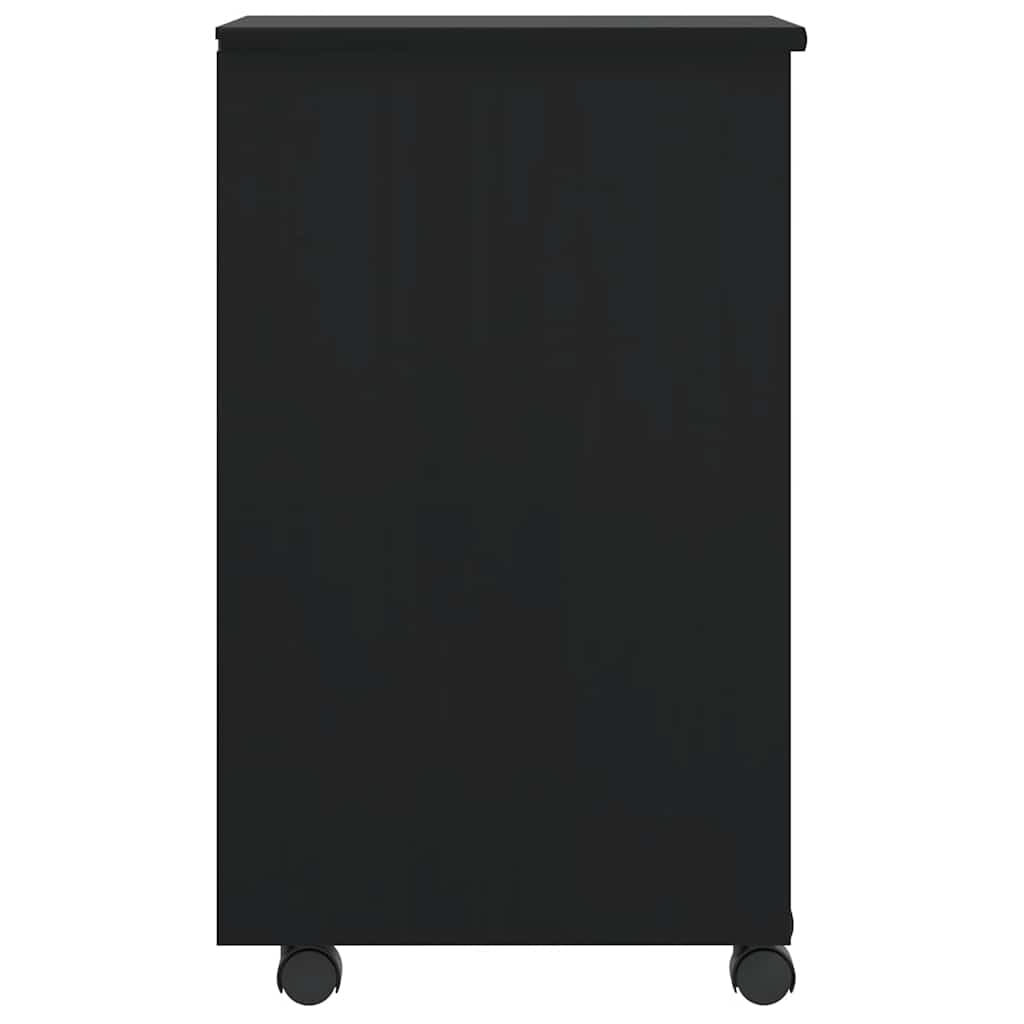 Armoire roulante avec tiroirs MOSS noir bois de pin solide