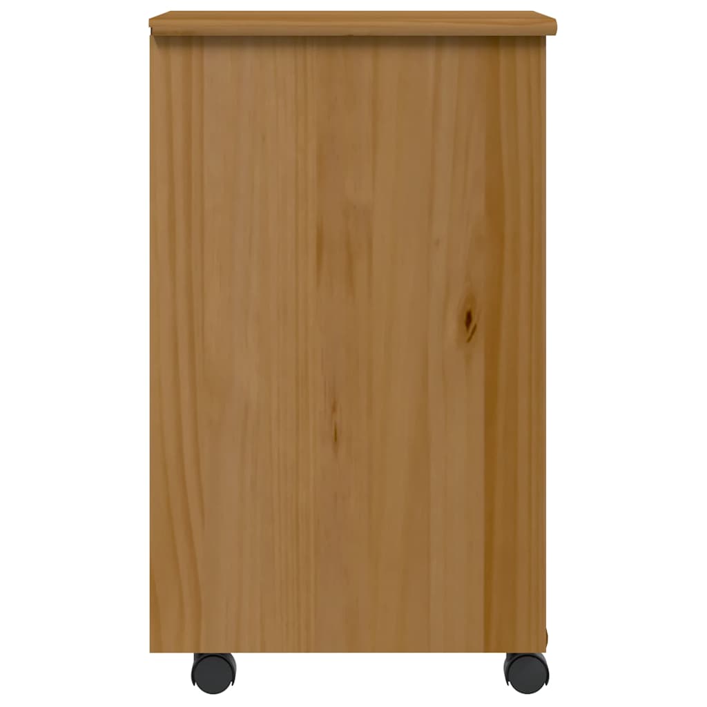 Armoire roulante avec tiroirs MOSS bois de pin marron miel