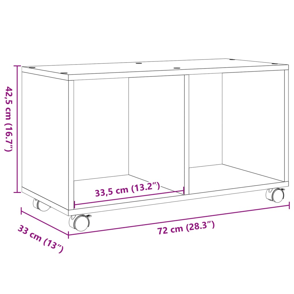 Armoire à roulettes gris béton 72x33x42,5 cm bois d’ingénierie - XIOS