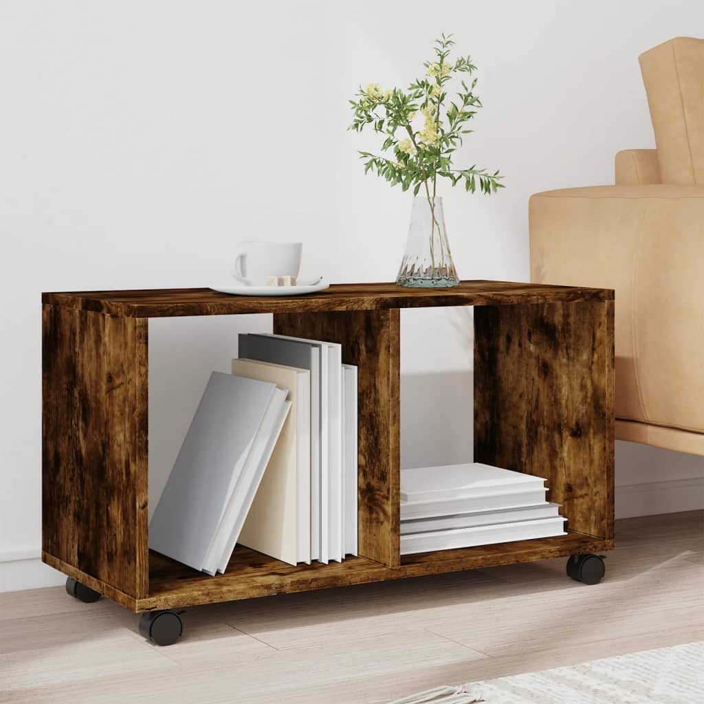 Armoire roulante chêne fumé 72x33x42,5 cm bois d'ingénierie - XIOS