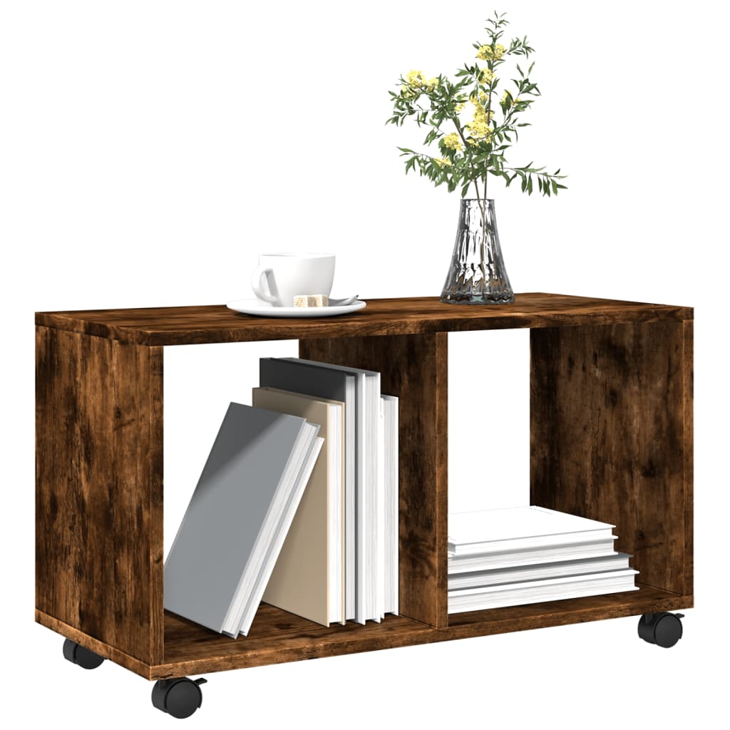 Armoire roulante chêne fumé 72x33x42,5 cm bois d'ingénierie - XIOS