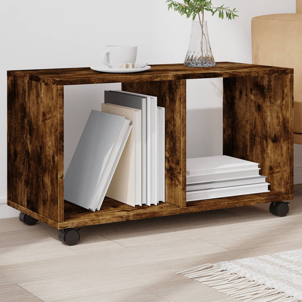 Armoire roulante chêne fumé 72x33x42,5 cm bois d'ingénierie - XIOS