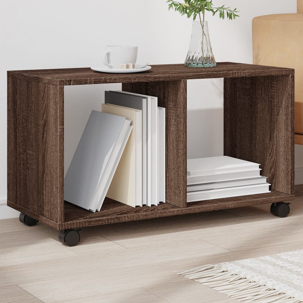 Armoire roulante chêne marron 72x33x42,5 cm bois d'ingénierie - XIOS