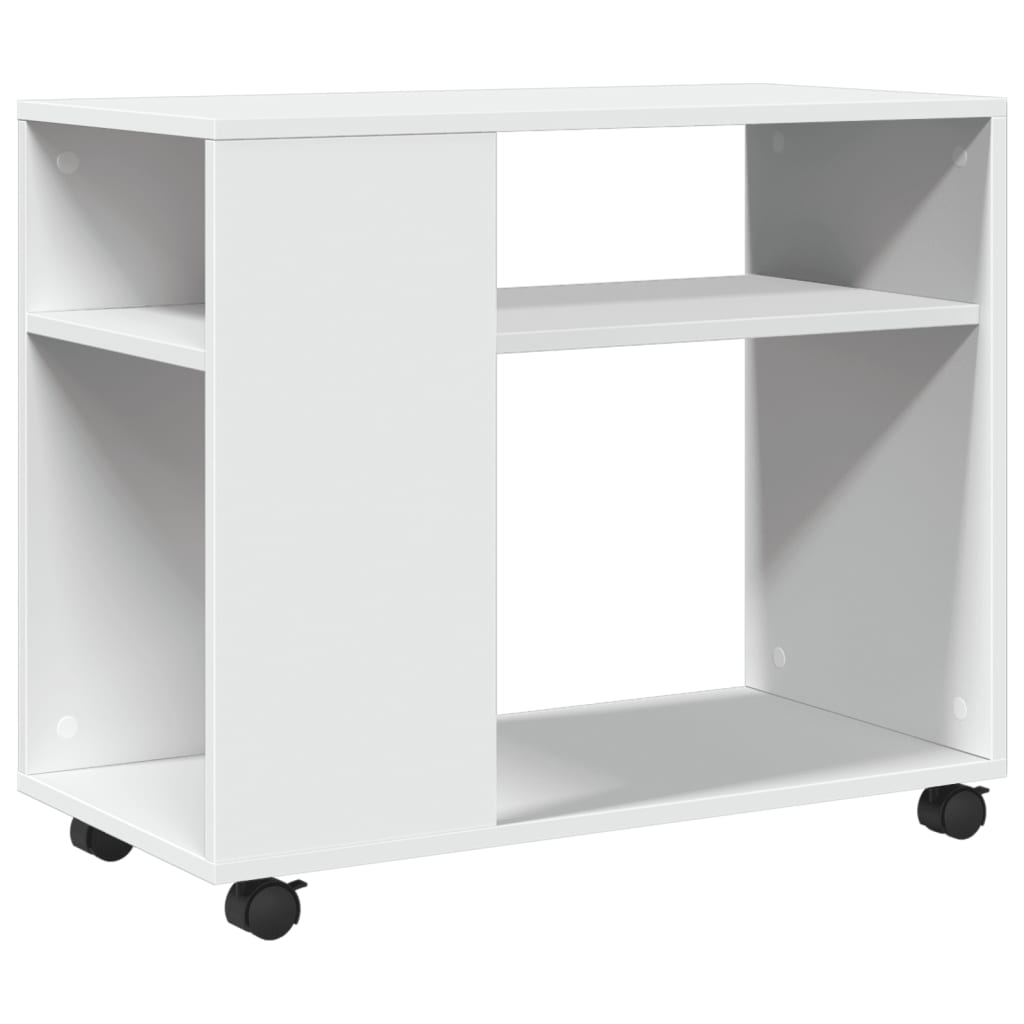 Table d'appoint avec roues blanc 70x35x60 cm bois d'ingénierie - XIOS