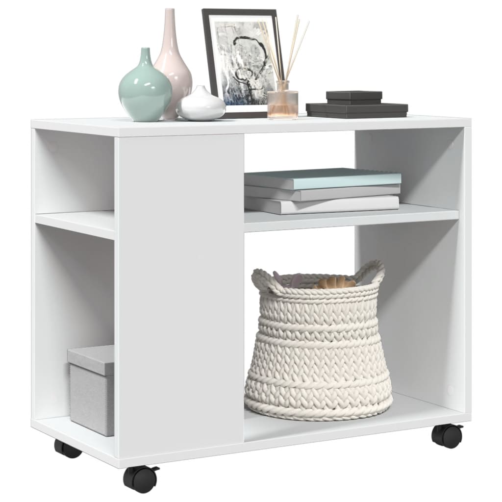 Table d'appoint avec roues blanc 70x35x60 cm bois d'ingénierie - XIOS