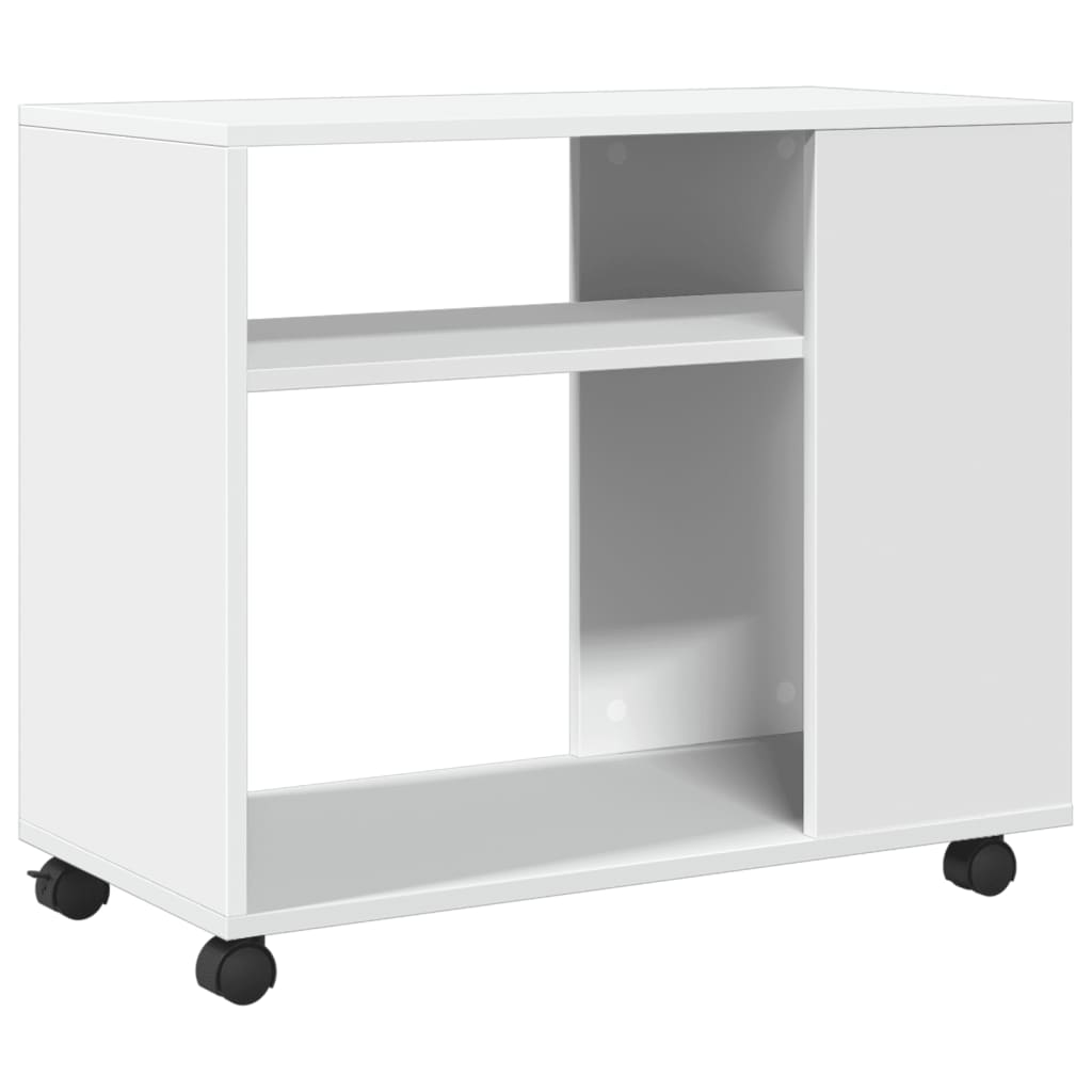 Table d'appoint avec roues blanc 70x35x60 cm bois d'ingénierie - XIOS