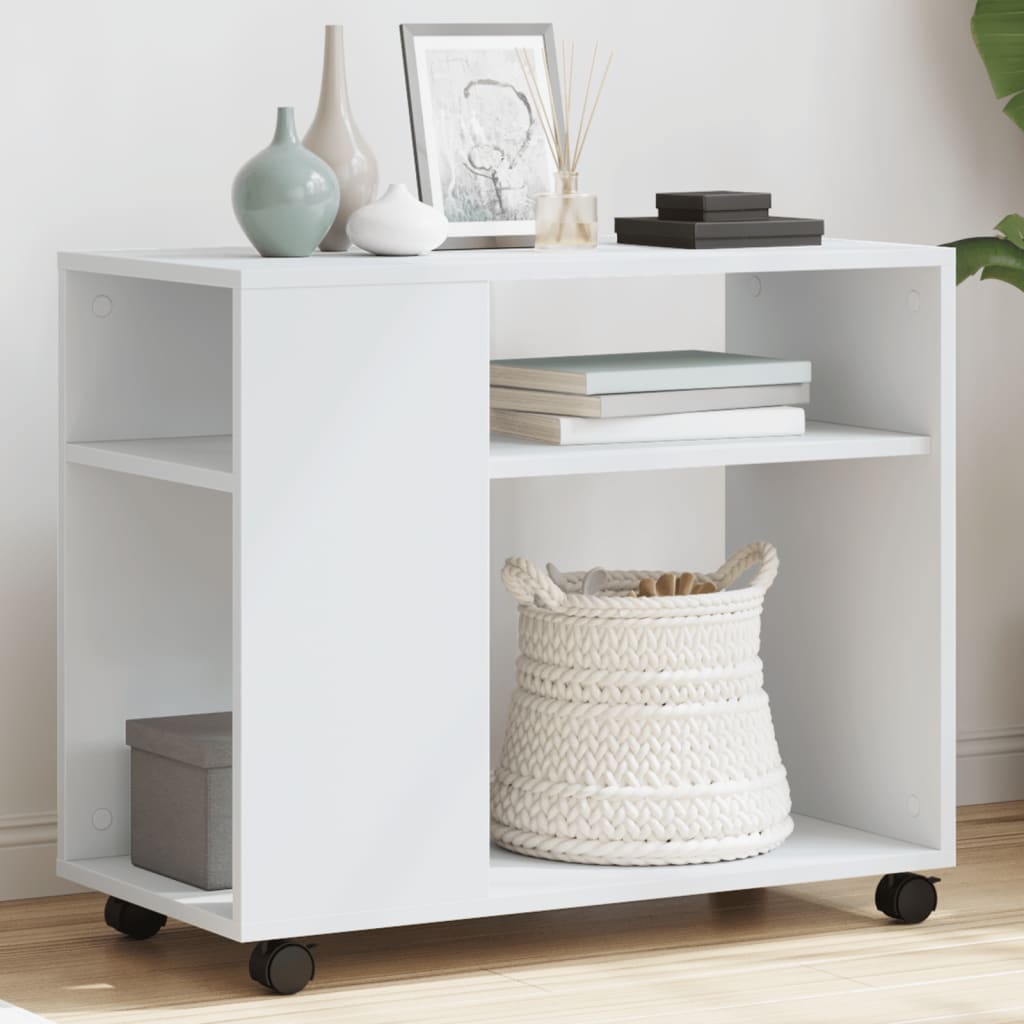 Table d'appoint avec roues blanc 70x35x60 cm bois d'ingénierie - XIOS