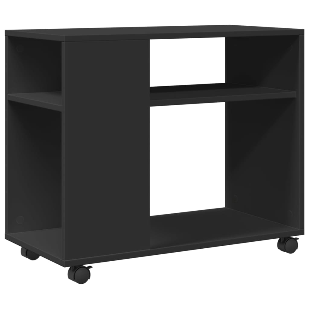 Table d'appoint avec roues noir 70x35x60 cm bois d'ingénierie - XIOS