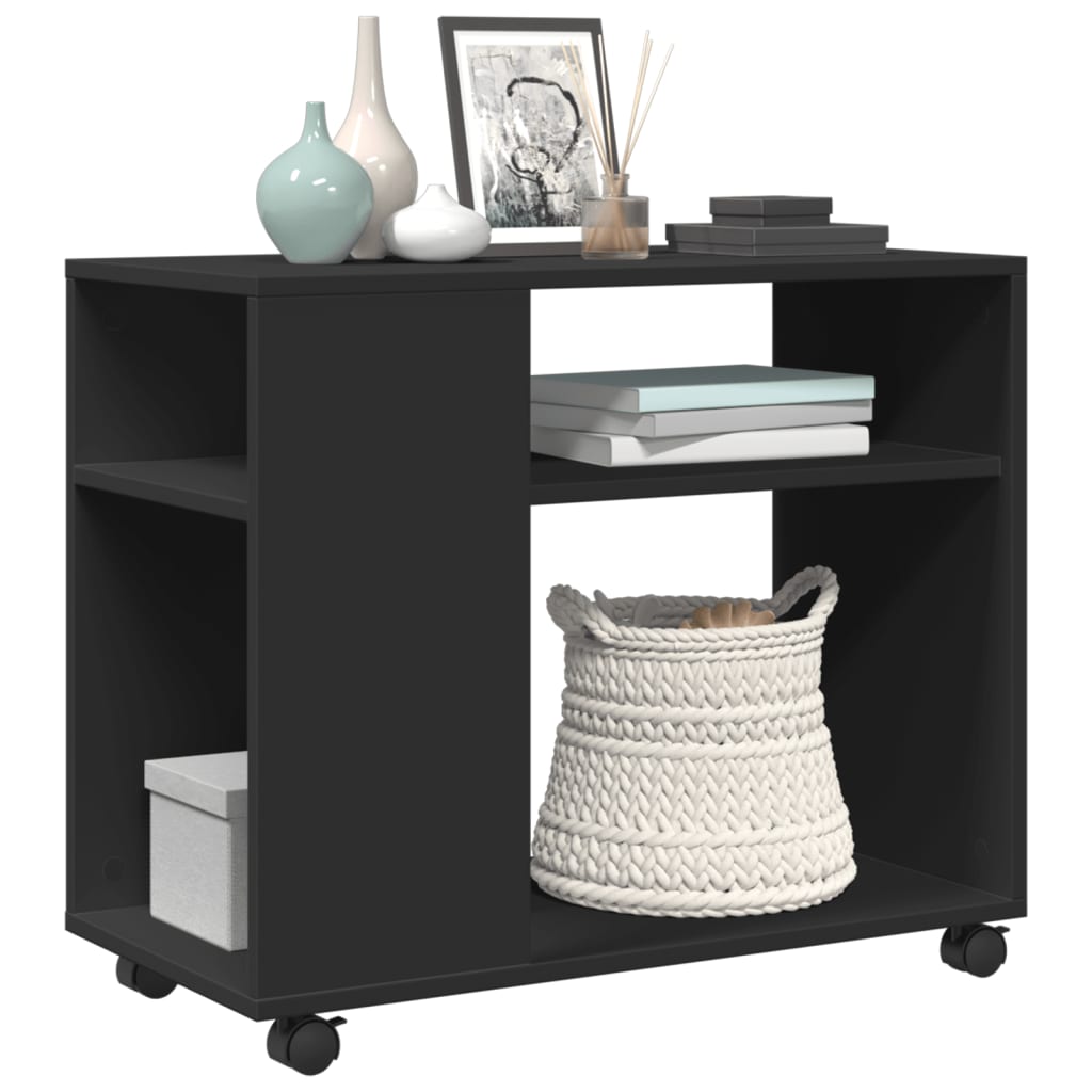 Table d'appoint avec roues noir 70x35x60 cm bois d'ingénierie - XIOS