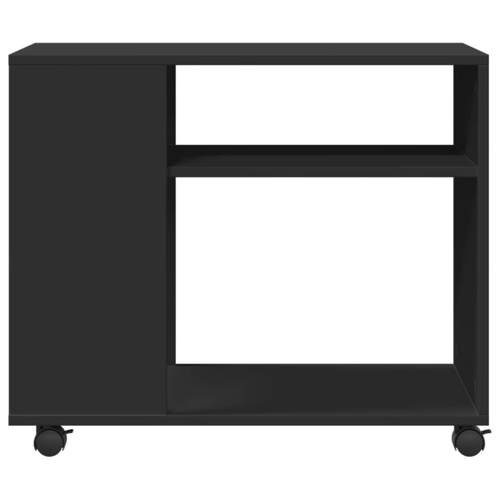 Table d'appoint avec roues noir 70x35x60 cm bois d'ingénierie - XIOS