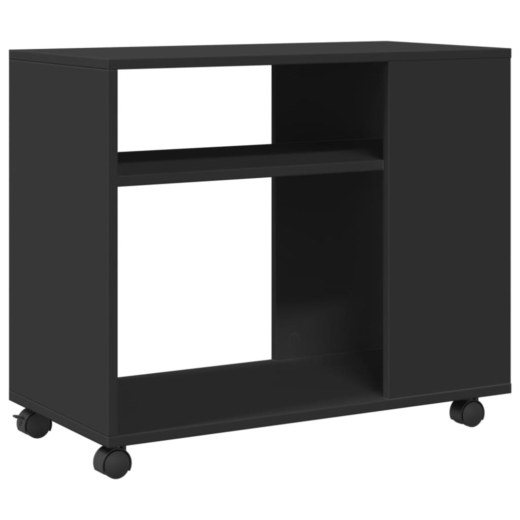 Table d'appoint avec roues noir 70x35x60 cm bois d'ingénierie - XIOS