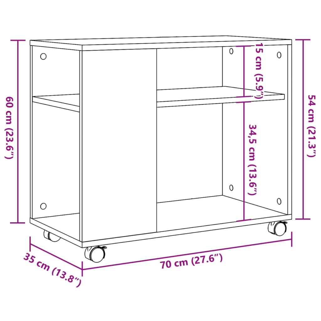Table d'appoint avec roues Chêne sonoma bois d'ingénierie - XIOS