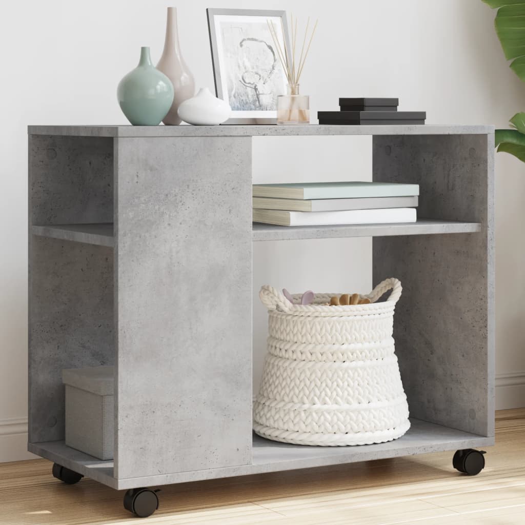 Table d'appoint avec roues gris béton bois d'ingénierie - XIOS