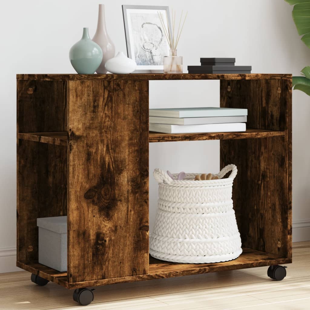 Table d'appoint avec roues chêne fumé bois d'ingénierie - XIOS