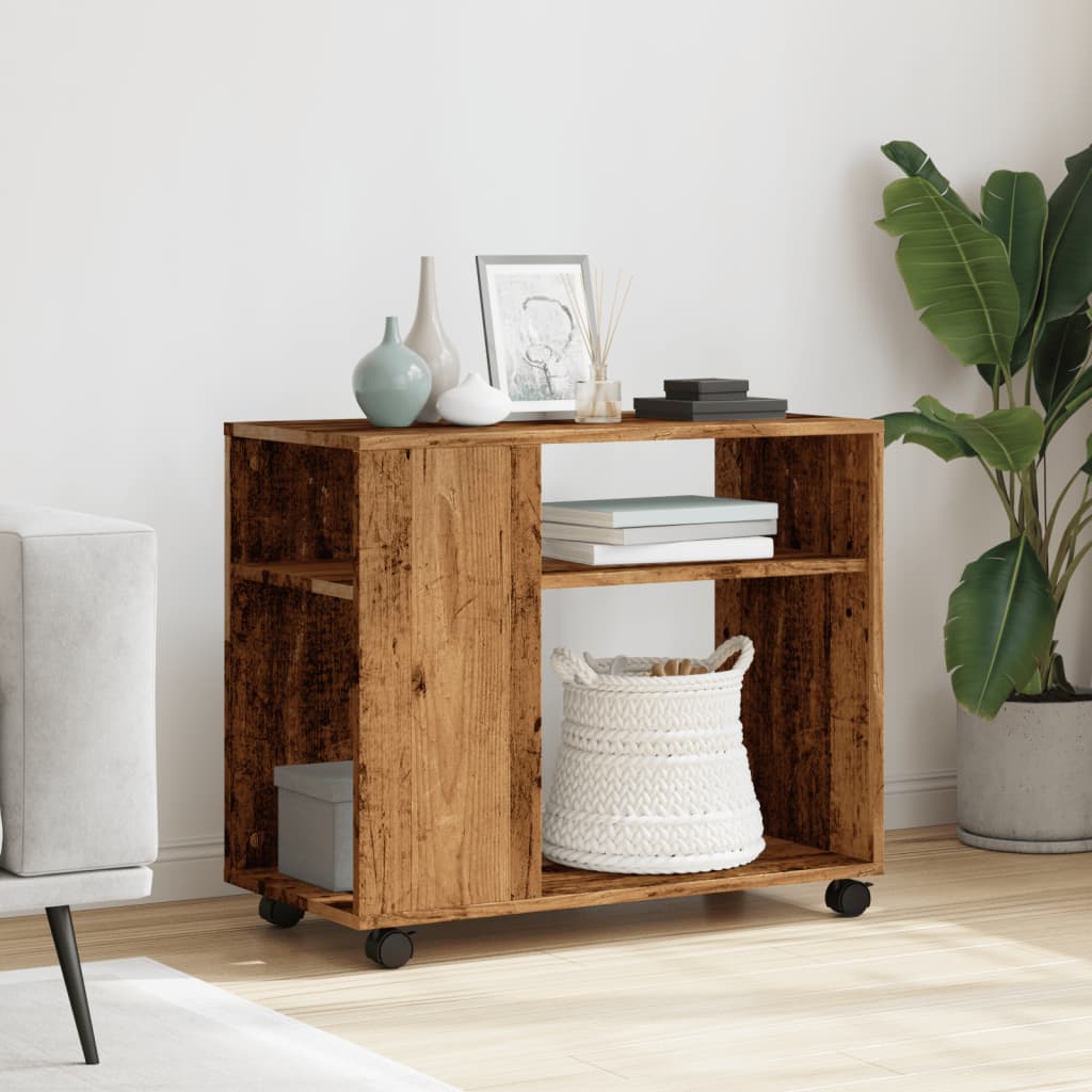 Table d'appoint avec roues vieux bois bois d'ingénierie - XIOS