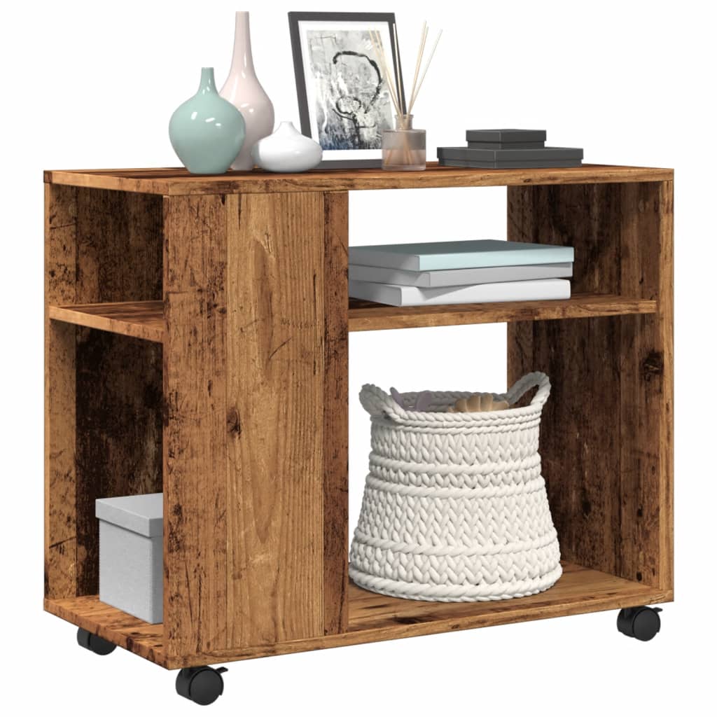 Table d'appoint avec roues vieux bois bois d'ingénierie - XIOS