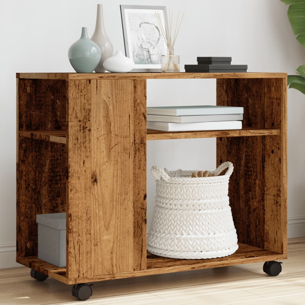 Table d'appoint avec roues vieux bois bois d'ingénierie - XIOS