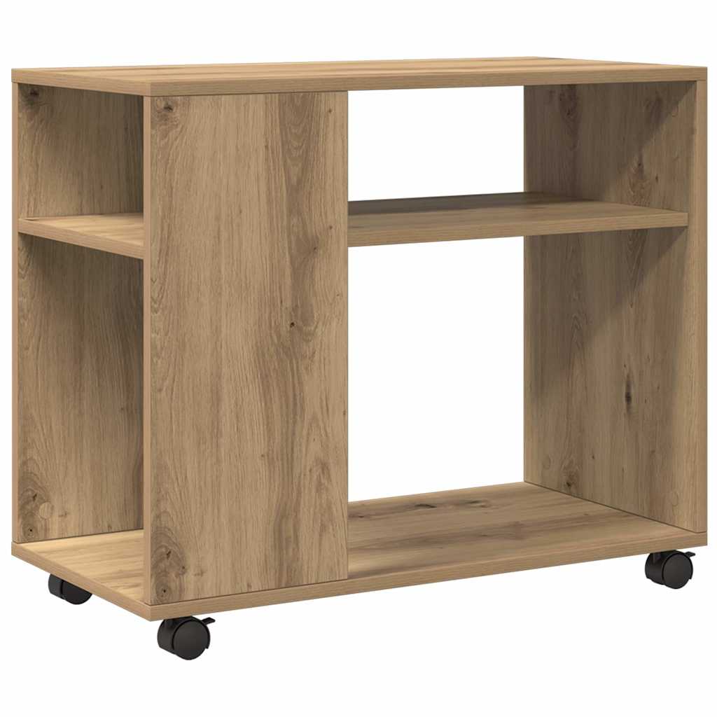 Table d'appoint avec roues chêne artisanal bois d'ingénierie - XIOS