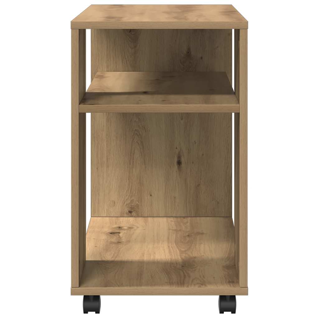Table d'appoint avec roues chêne artisanal bois d'ingénierie - XIOS