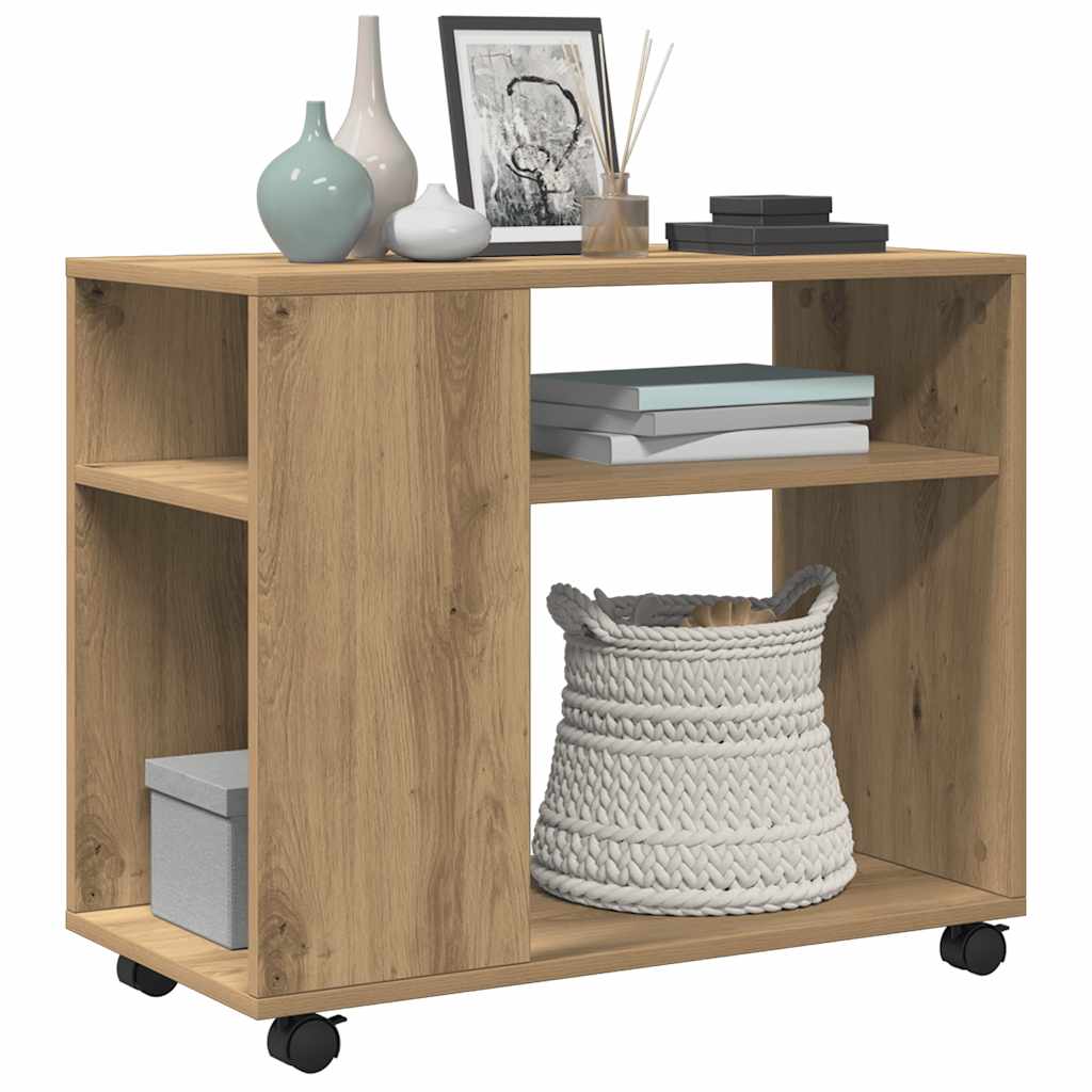 Table d'appoint avec roues chêne artisanal bois d'ingénierie - XIOS