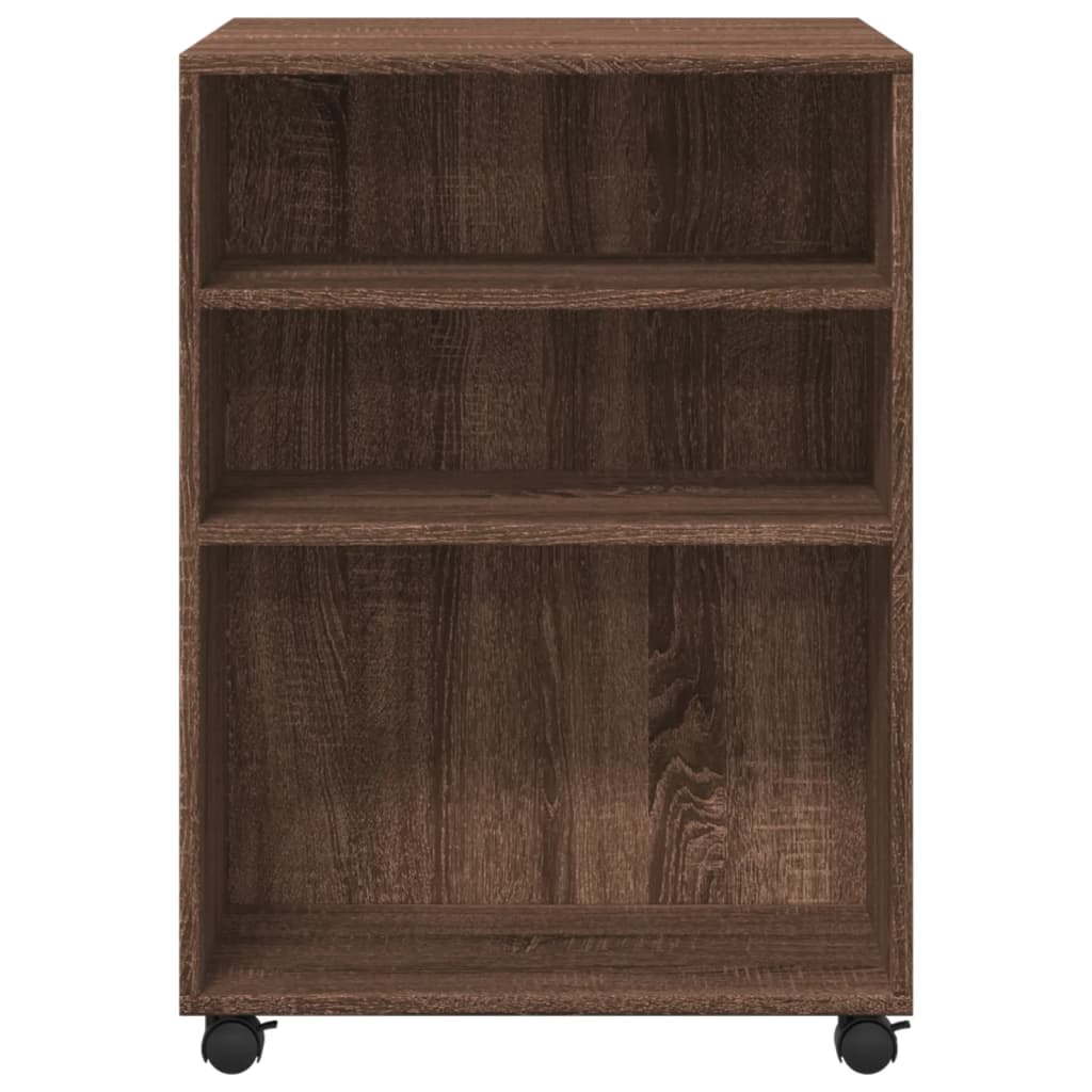 Table d'appoint avec roues chêne marron bois d'ingénierie