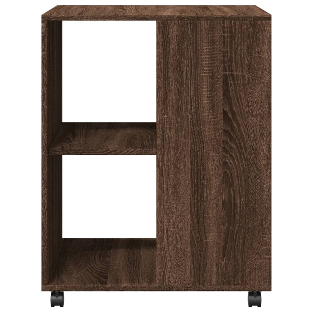 Table d'appoint avec roues chêne marron bois d'ingénierie