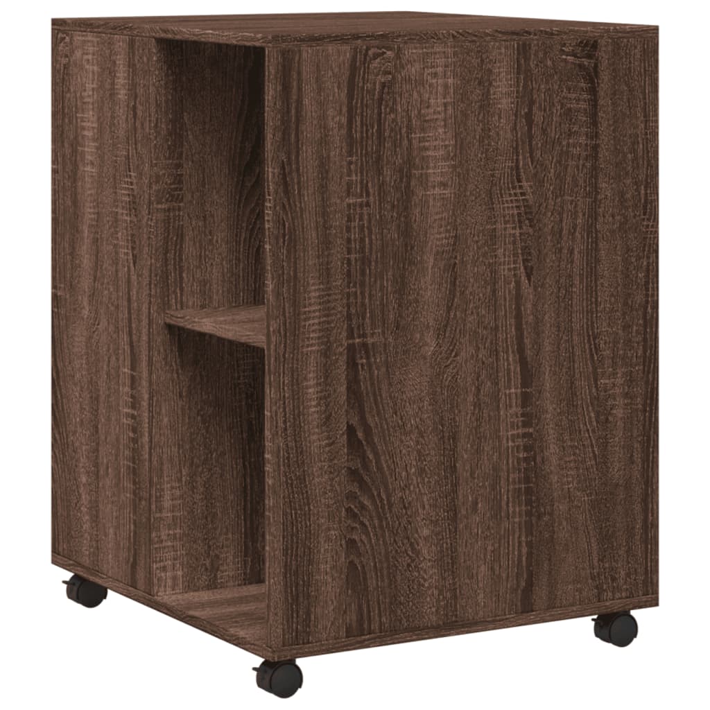 Table d'appoint avec roues chêne marron bois d'ingénierie