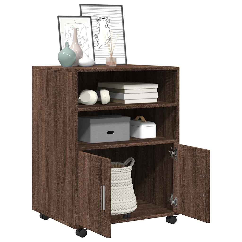 Armoire à roulettes chêne marron 60x48x81 cm bois d'ingénierie