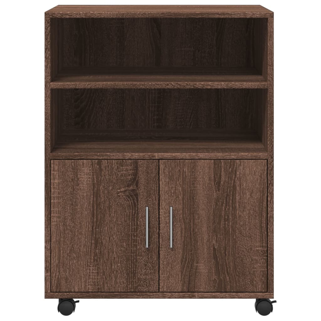 Armoire à roulettes chêne marron 60x48x81 cm bois d'ingénierie