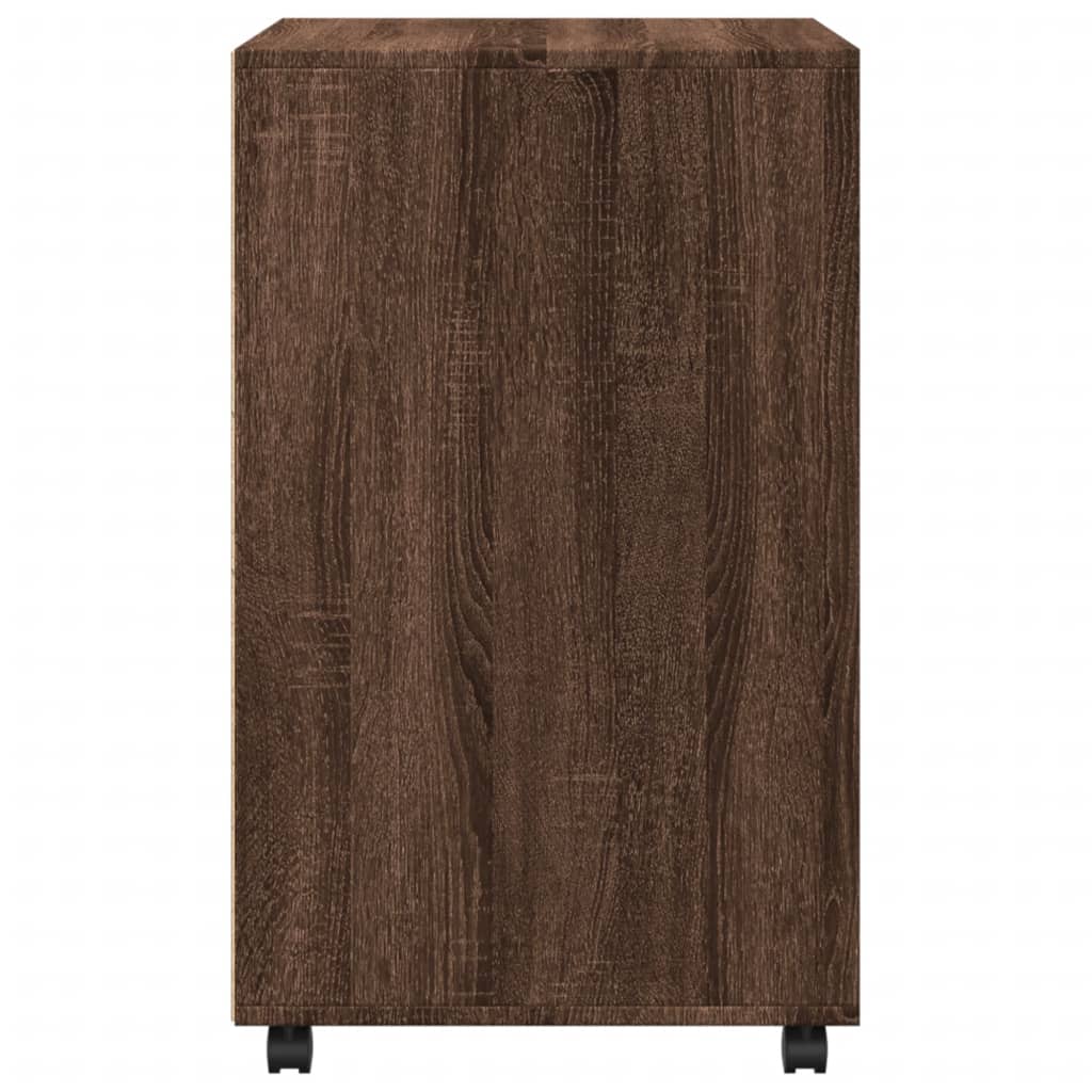 Armoire à roulettes chêne marron 60x48x81 cm bois d'ingénierie