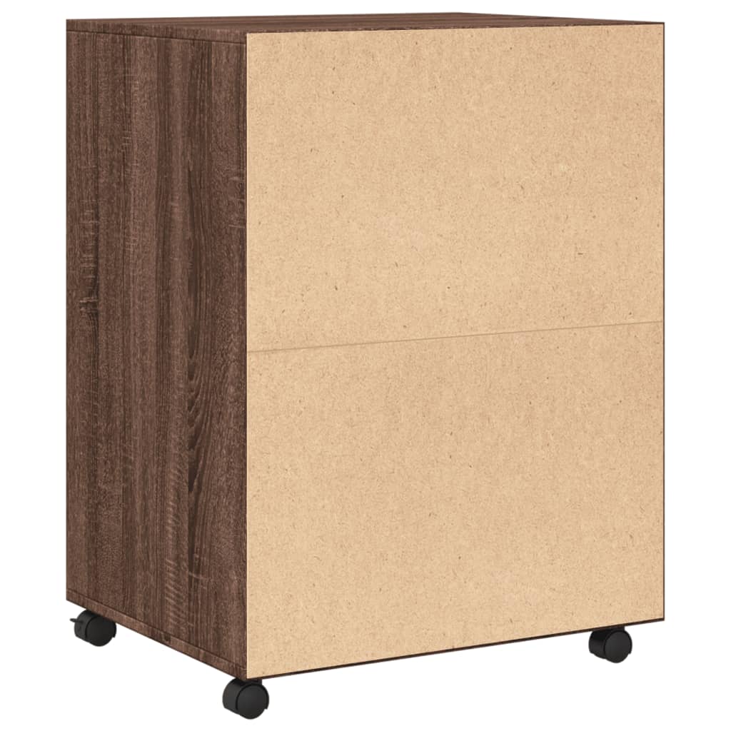 Armoire à roulettes chêne marron 60x48x81 cm bois d'ingénierie