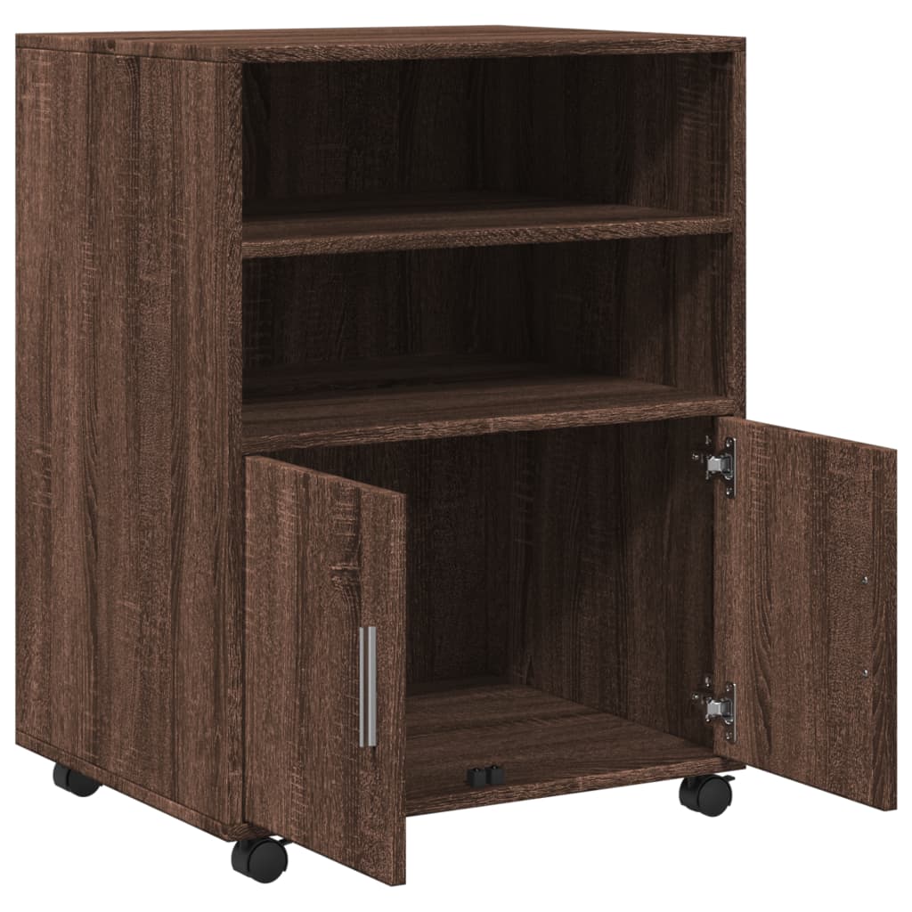 Armoire à roulettes chêne marron 60x48x81 cm bois d'ingénierie