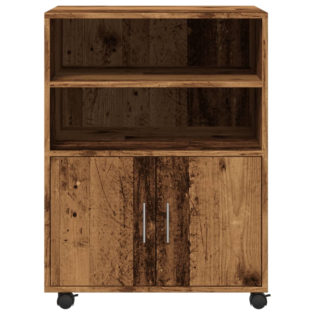 Armoire à roulettes vieux bois 60x48x81 cm bois d'ingénierie