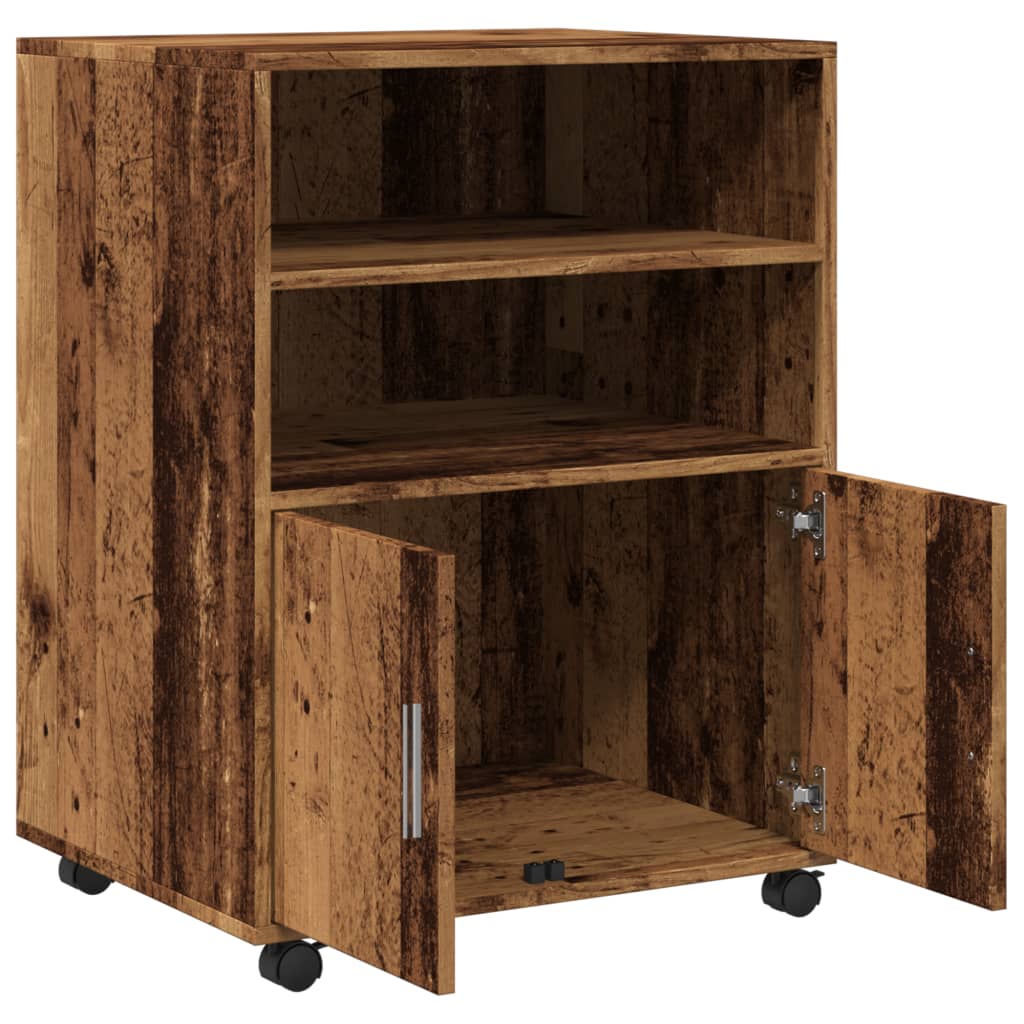 Armoire à roulettes vieux bois 60x48x81 cm bois d'ingénierie