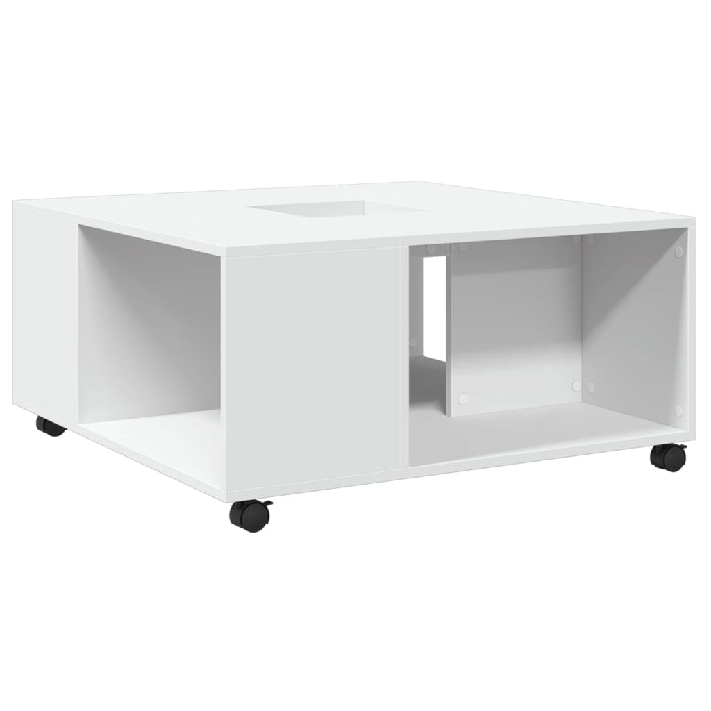 Table basse blanc 80x80x40 cm bois d'ingénierie - XIOS
