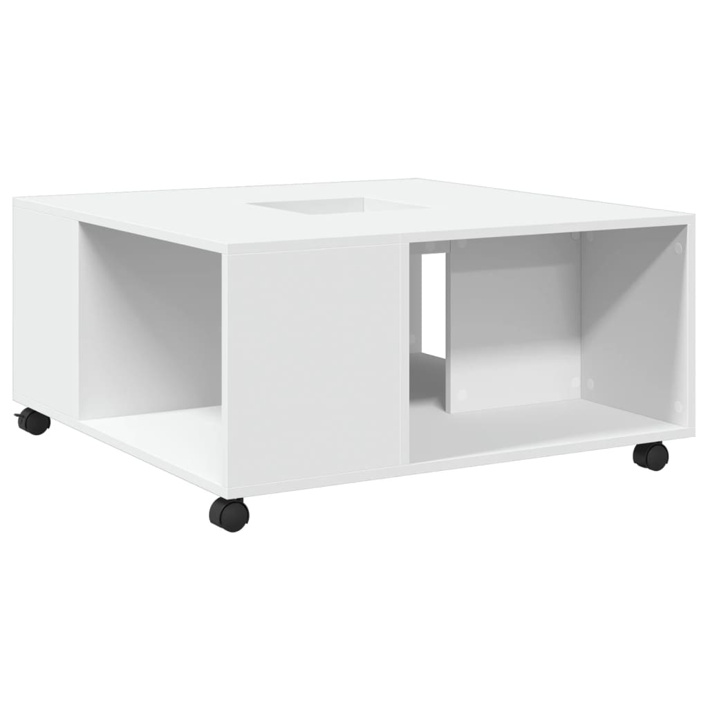 Table basse blanc 80x80x40 cm bois d'ingénierie - XIOS