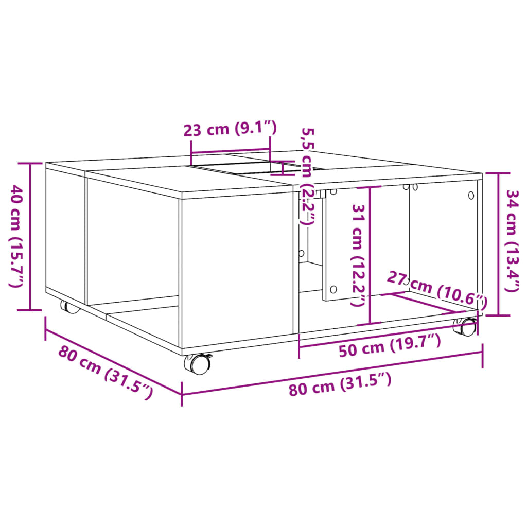 Table basse blanc 80x80x40 cm bois d'ingénierie - XIOS