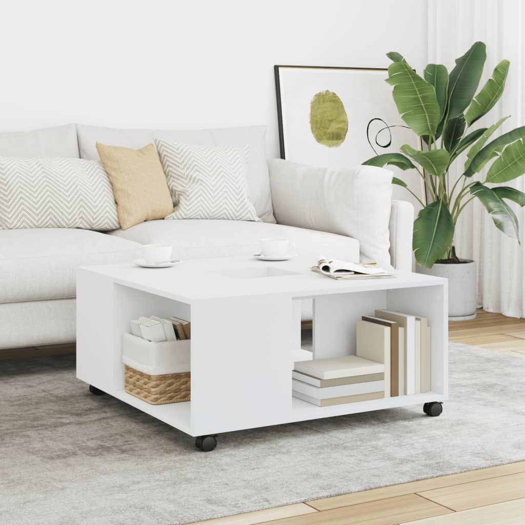 Table basse blanc 80x80x40 cm bois d'ingénierie - XIOS